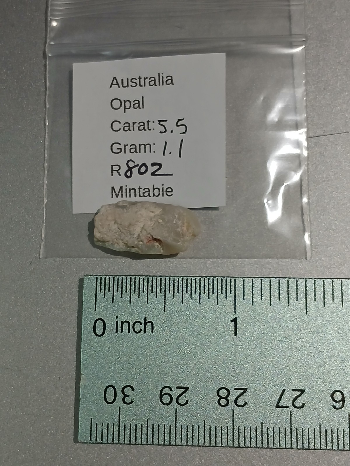 Australia Opal Mintabie Chips R802 5 Carat Faint Pink, Green Low Grade