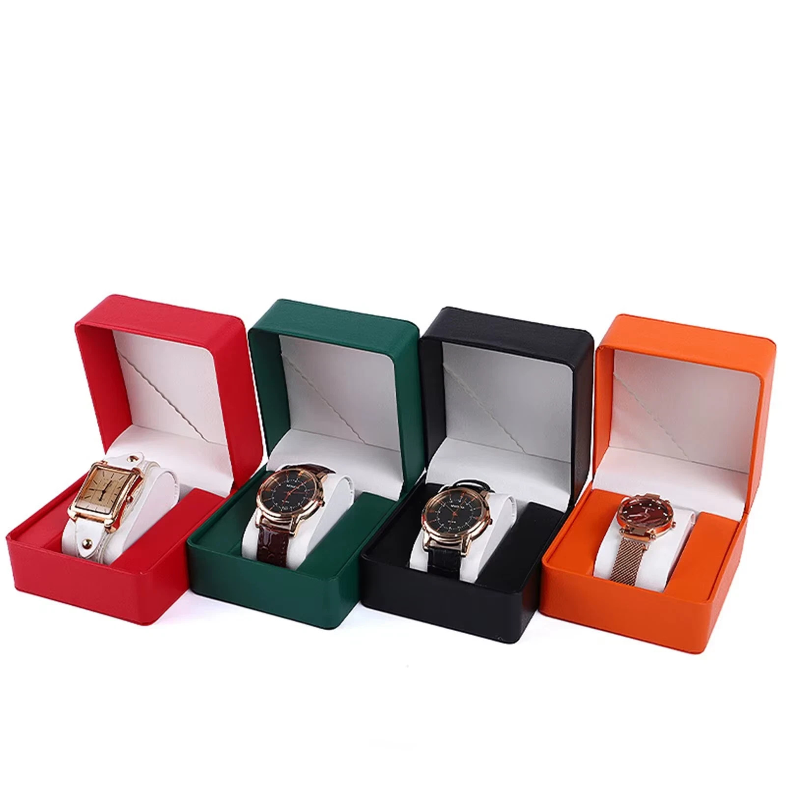 Single Watch Gift Box with Pillow PU Leather Wristwatch Display Case Organizer f