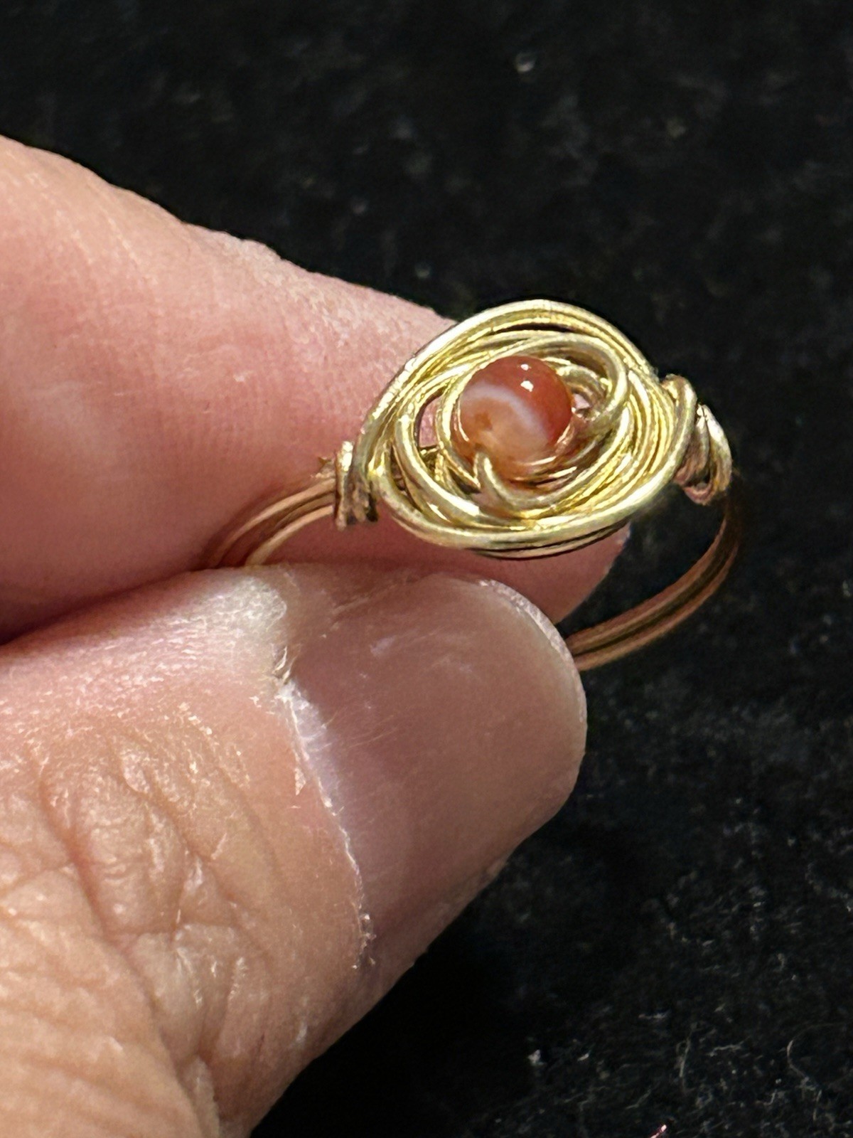 Wire Wrapped Ring Carnelian Stone