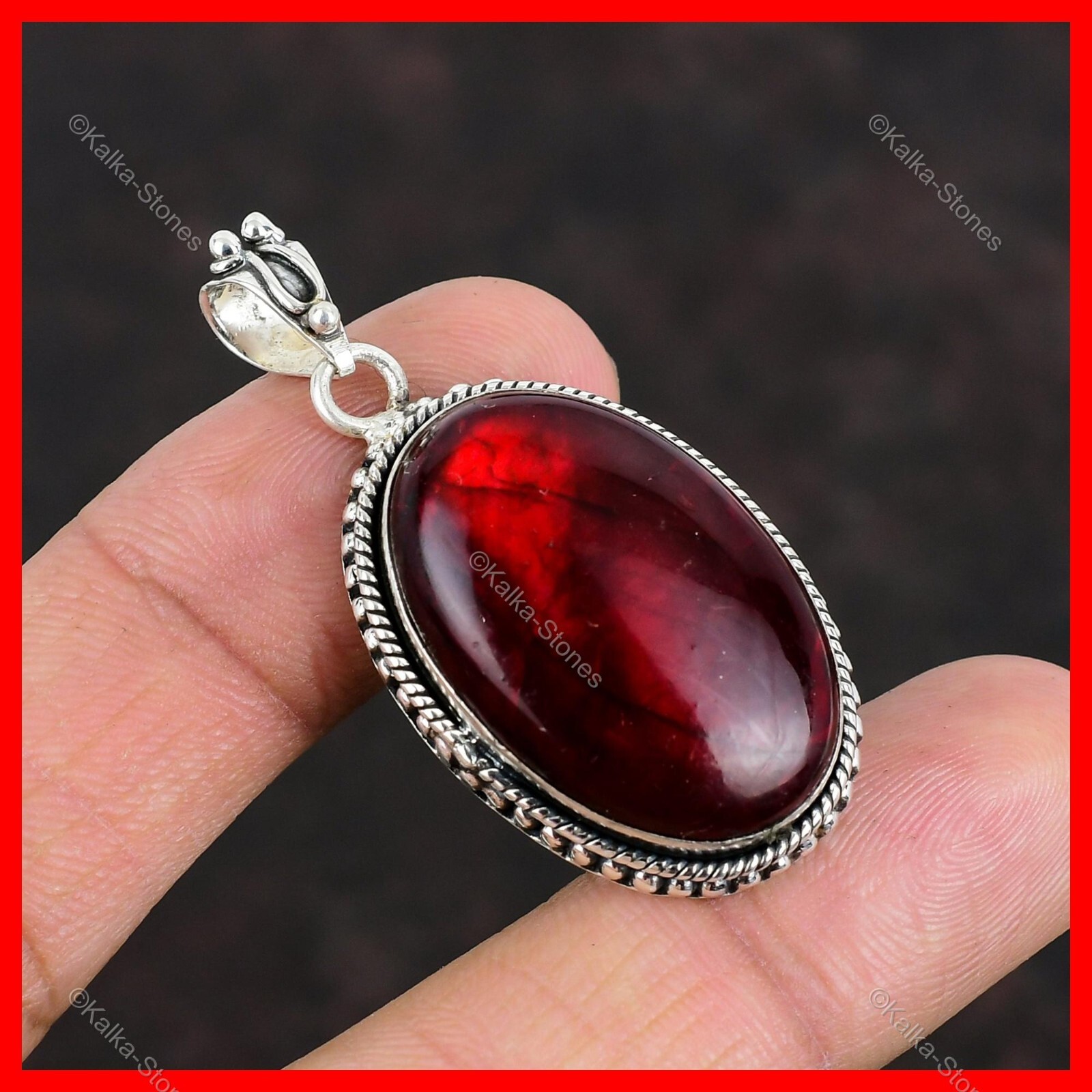 Valentines Deal Red Fire Labradorite Gemstone Sterling Silver Pendant Jewelry