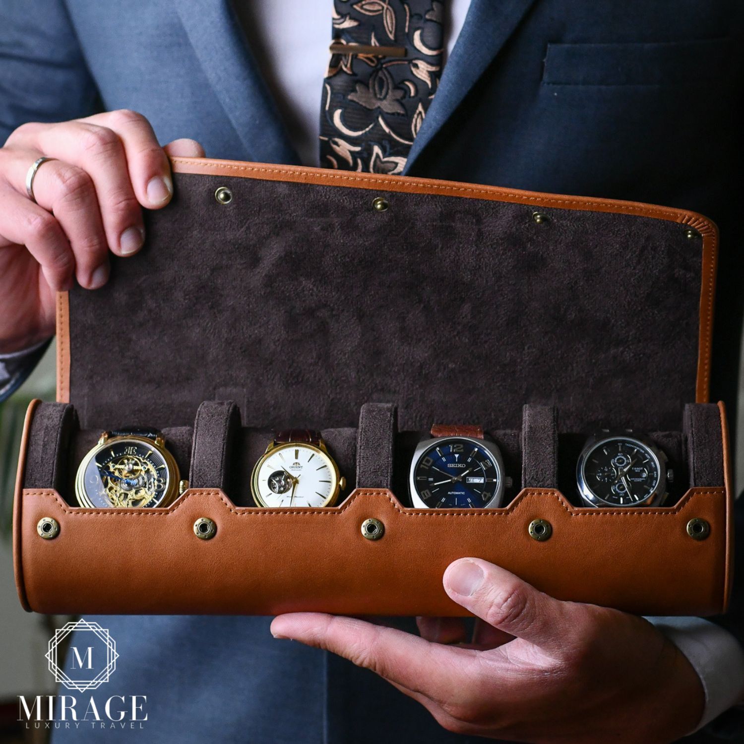 Leather Watch Travel Case for Men – Watch Rolls Full Grain Genuine Leather