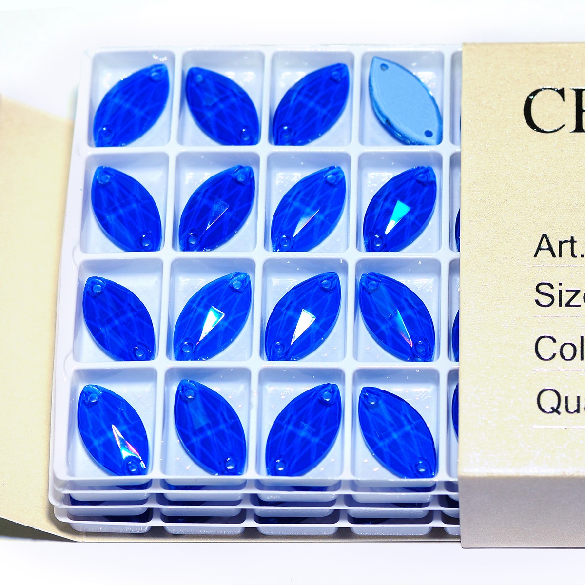 Navette Neon Edges with chamfers Cosmic Crystal Sew On Rhinestones Flat Back St