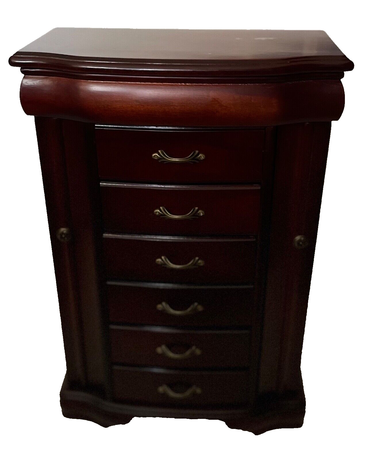 Jaclyn Smith Women’s Wooden Dark Walnut Top Lid w/ Mirror Jewelry Box Armoire