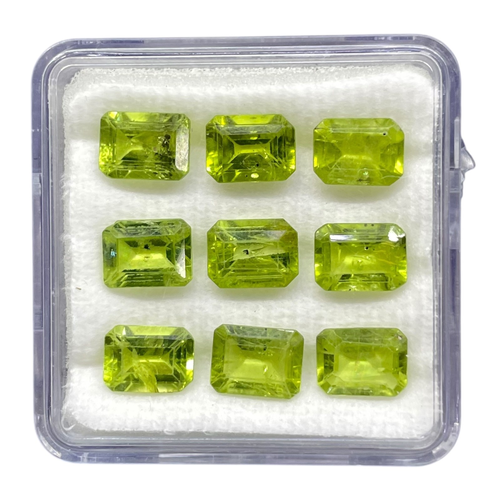 9 Pcs Natural Peridot 8x6mm Emerald Cut Green Loose Untreated Gemstones