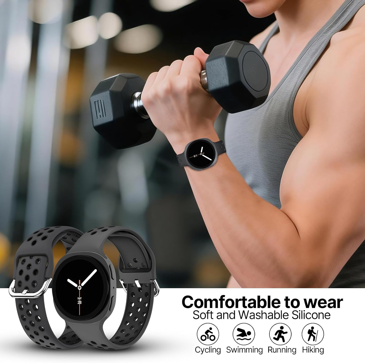 No Gap Sport Band Compatible with Samsung Galaxy Watch 8 Band 40Mm 44Mm/Galaxy W