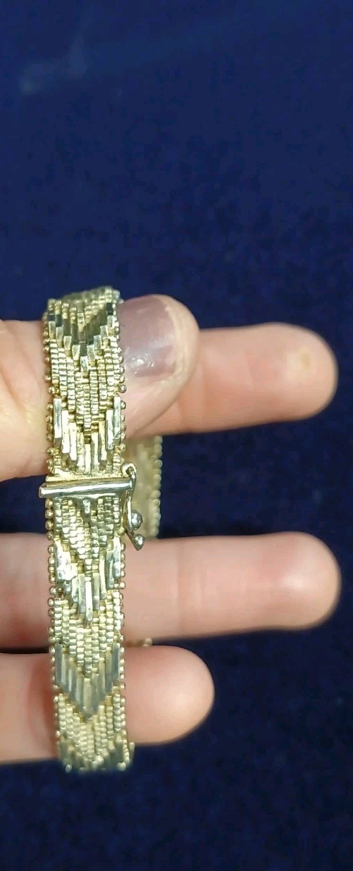 Solid 925 Sterling Silver Weave Design Bracelet With Push Lock Clasp