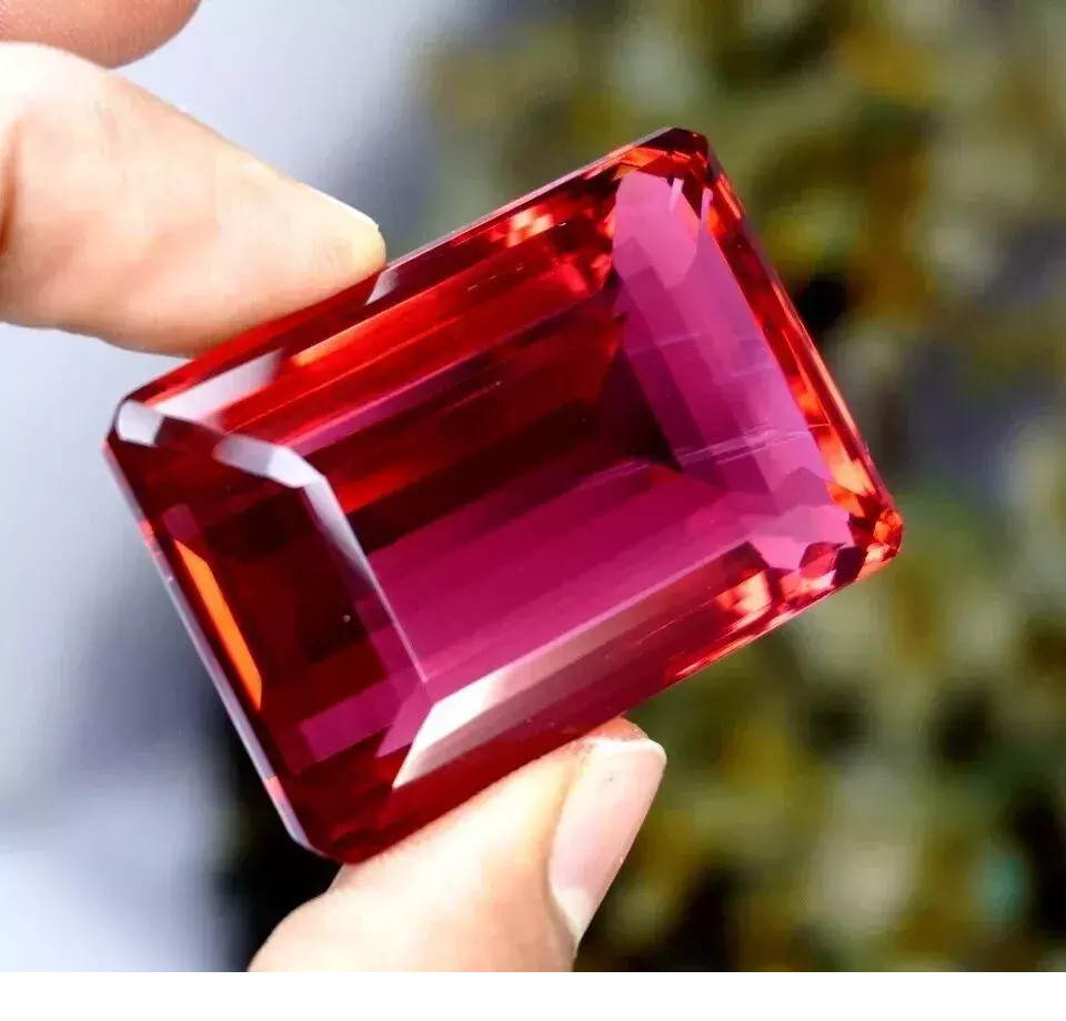 Brazilian Natural Topaz Red Color 197 Ct Emerald Cut Certified Loose Gemstone