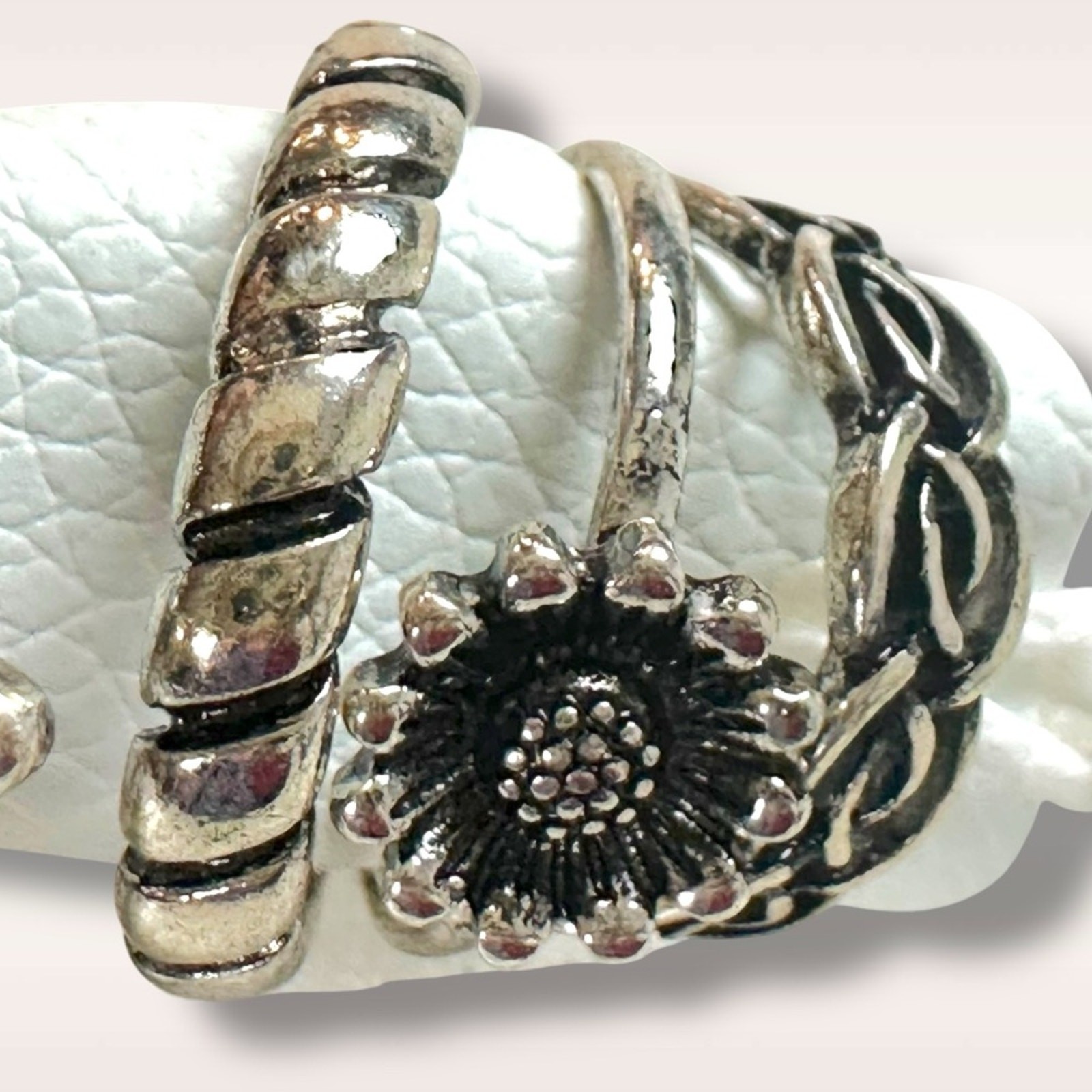 Free People Celestial Western Bohemian Ring Set Silver Onyx Snake Moon Star NWT