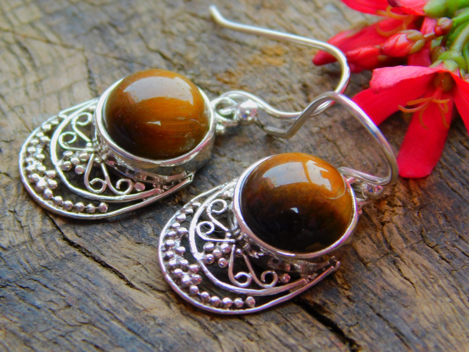 Stunning Top 925 Sterling Silver Earrings Solid Silver Earring With Tiger’s Eye