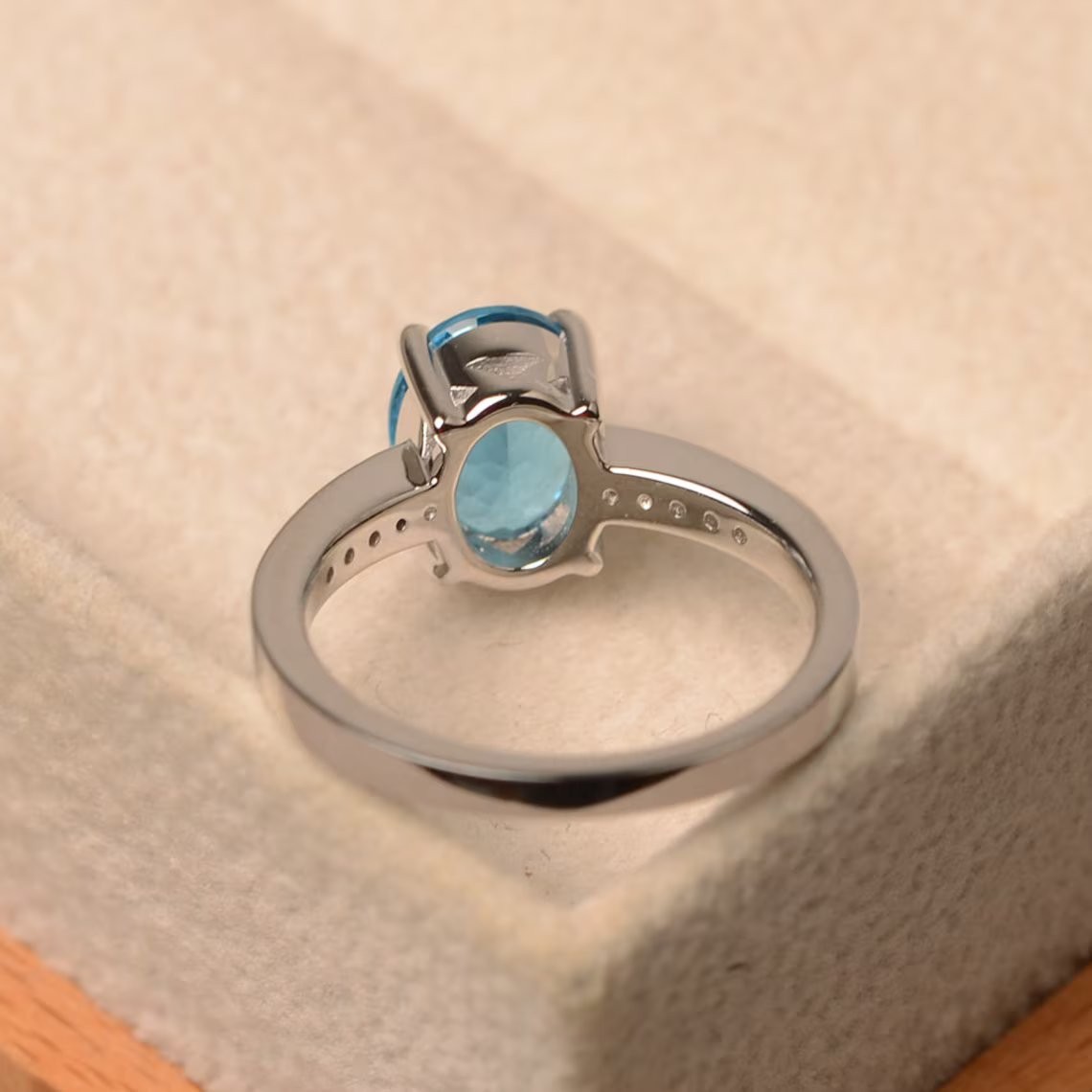 Blue Topaz Gemstone 925 Sterling Silver Women Cocktail Ring Duty Free