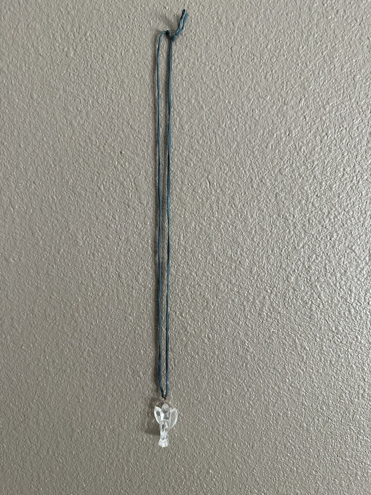 Blue Cord Chain Necklace Clear Acrylic Angel Charm Pendant 24 in Pendant Style