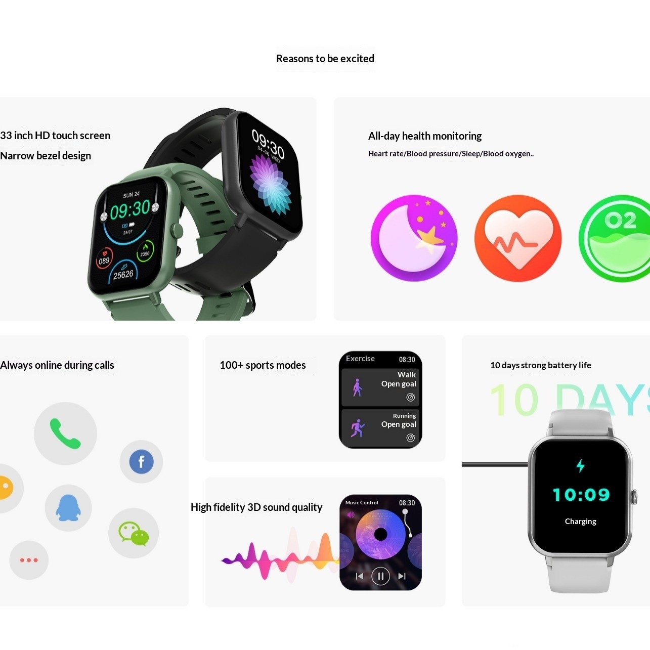 Waterproof Bluetooth Calling Smart Watch With Heart Rate And Blood Pressure Moni
