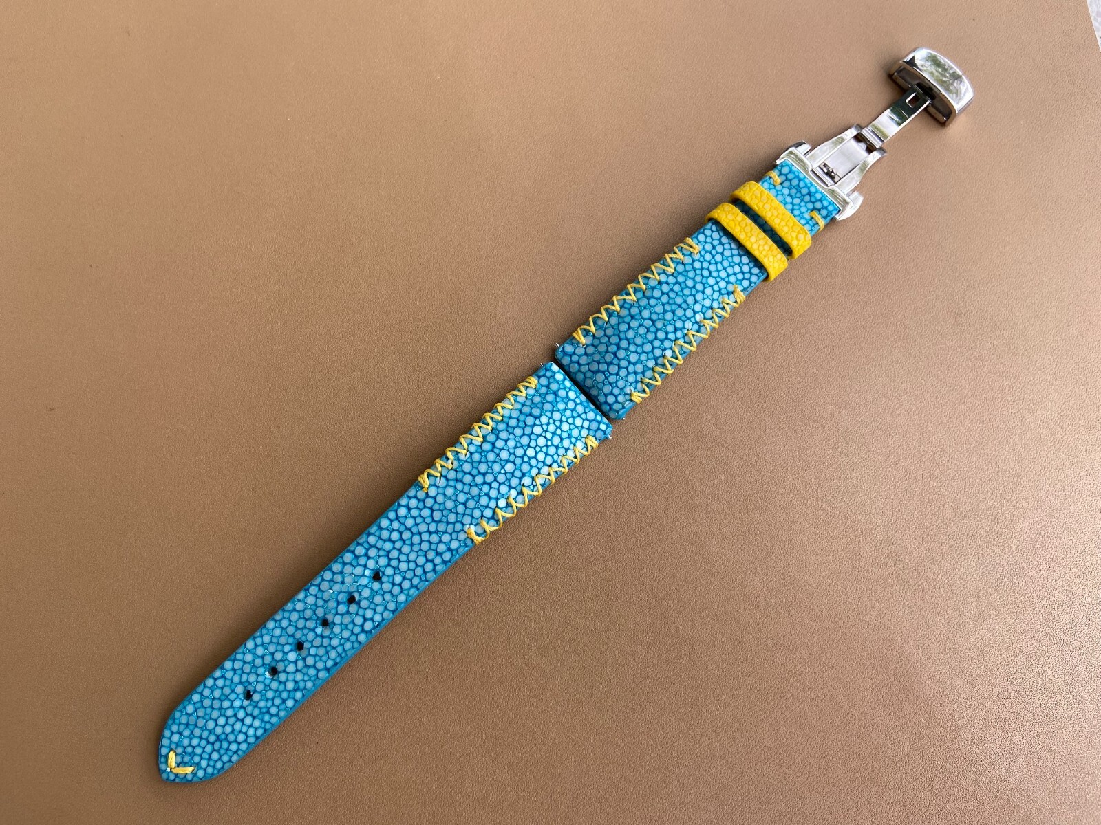 Blue Stingray Leather Watch Strap Band, Size 18mm 19mm 20mm 21mm 22mm 24mm 26mm