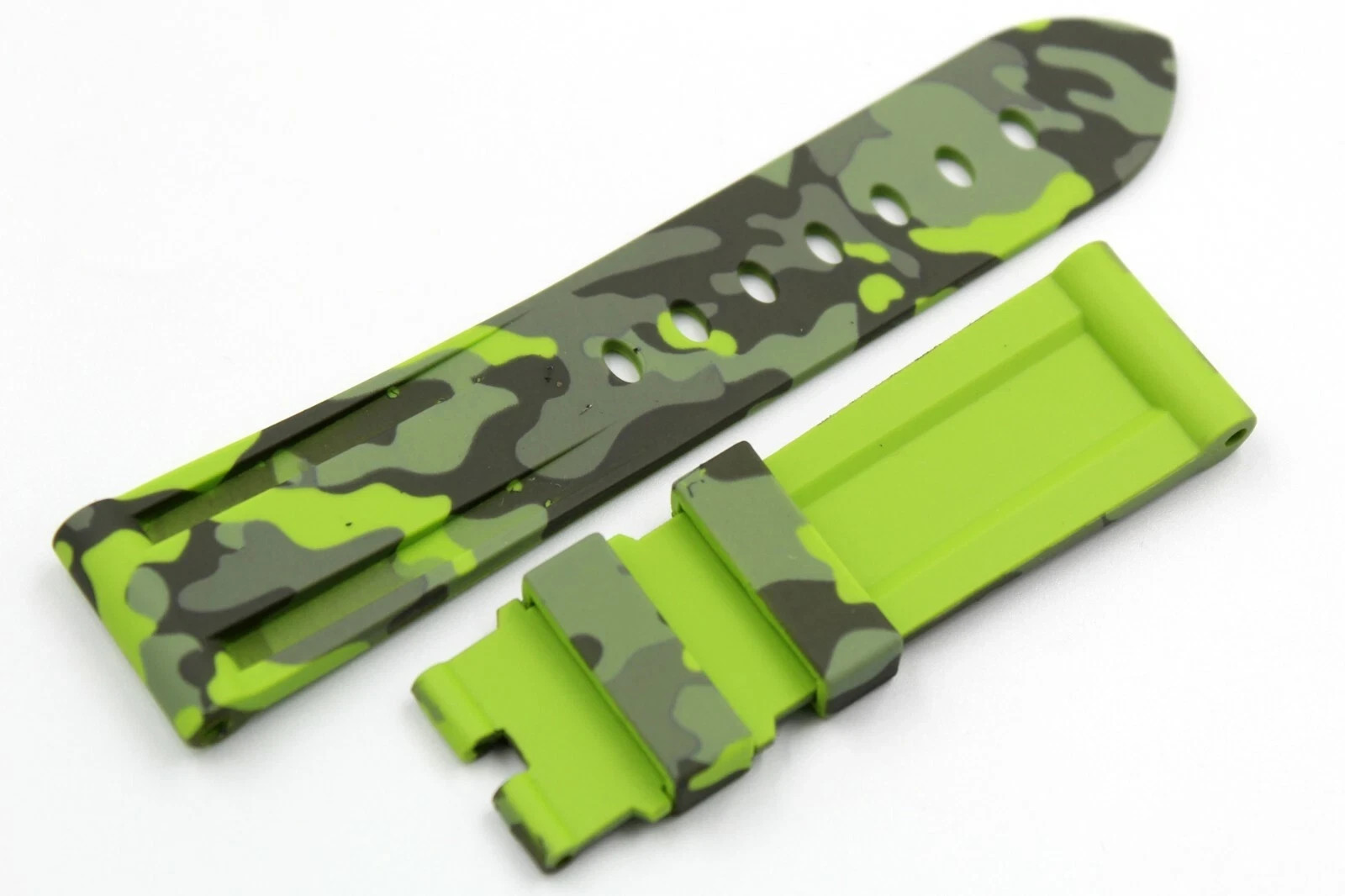 Silicone TPU Camouflage Green Watch Strap SOP10 Hypoallergenic Various Sizes