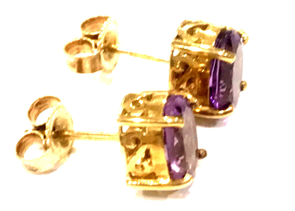 9ct Gold Amethyst Earrings Studs Hallmarked Gift boxed