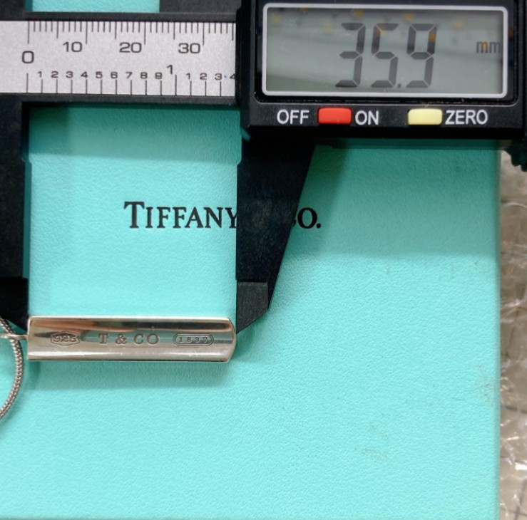 TIFFANY & CO 1937 Narrow BAR PENDANT Nacklace Sliver External Chain