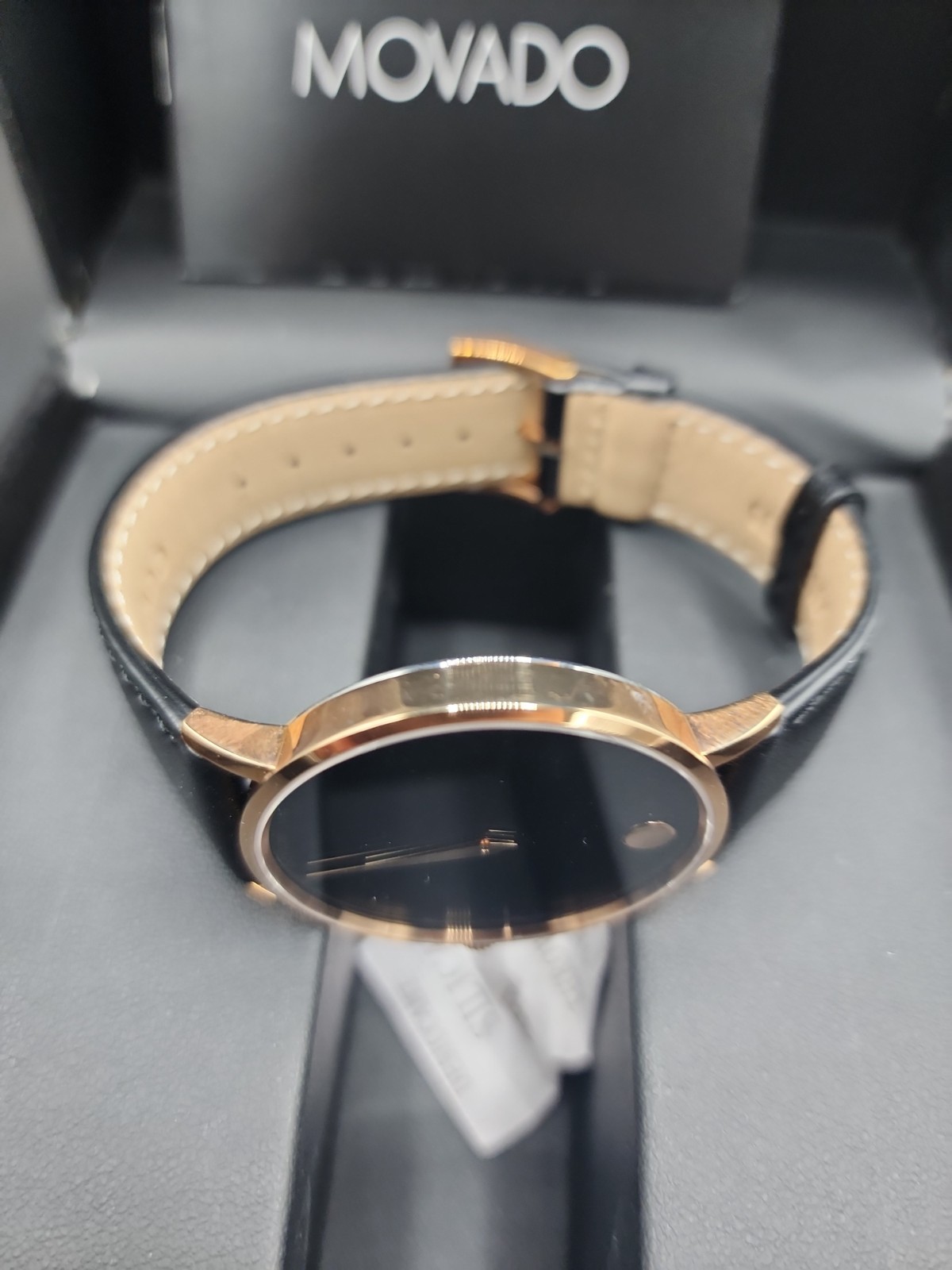 Movado Museum Rose Gold And Leather Wristwatch for Men – New In Box, New Battery