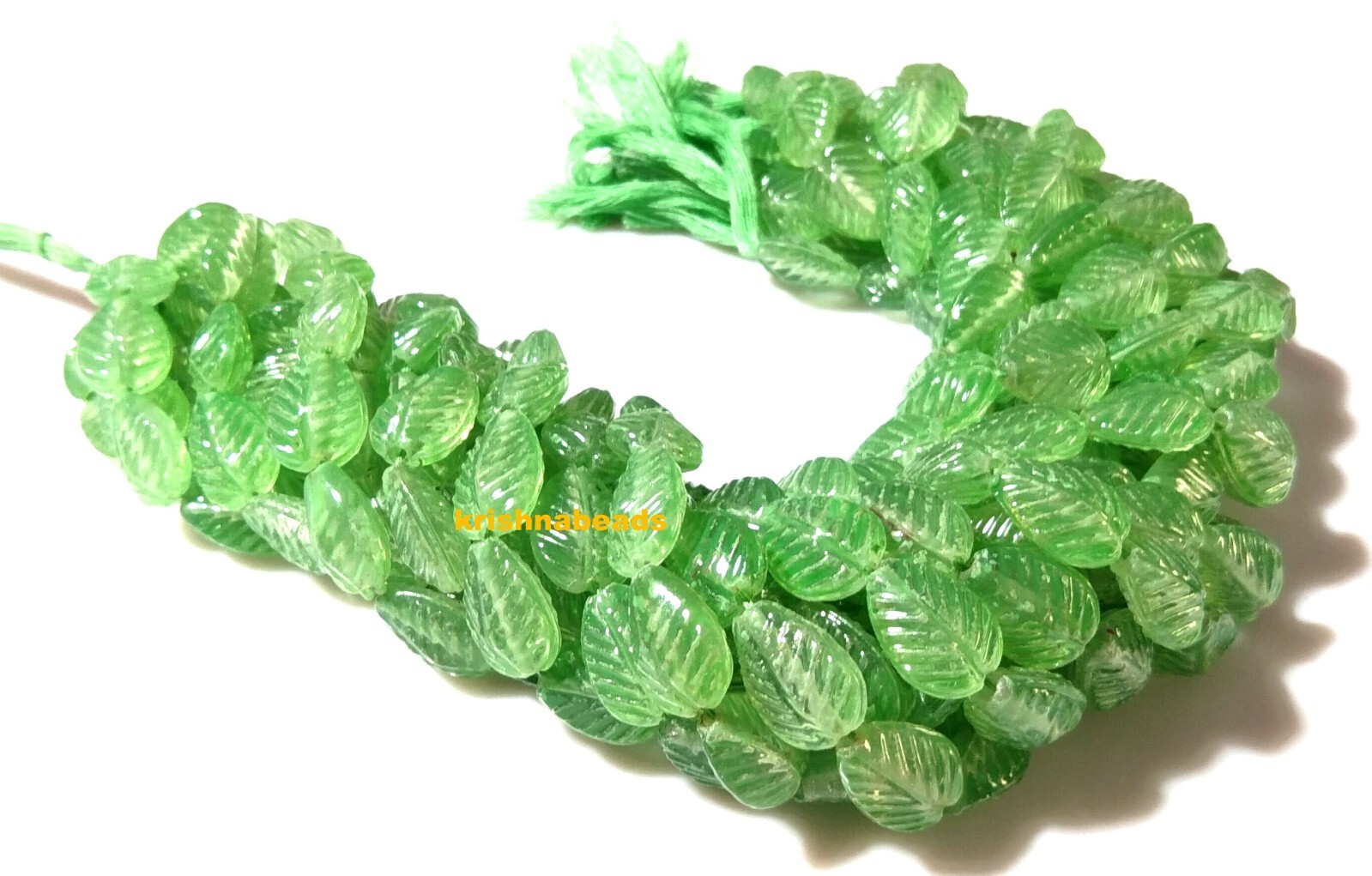 GREEN AMETHYST HYDRO LEAF CARVED PEAR 11-14MM GEMSTONE BEADS 14″INCH 1 STRAND
