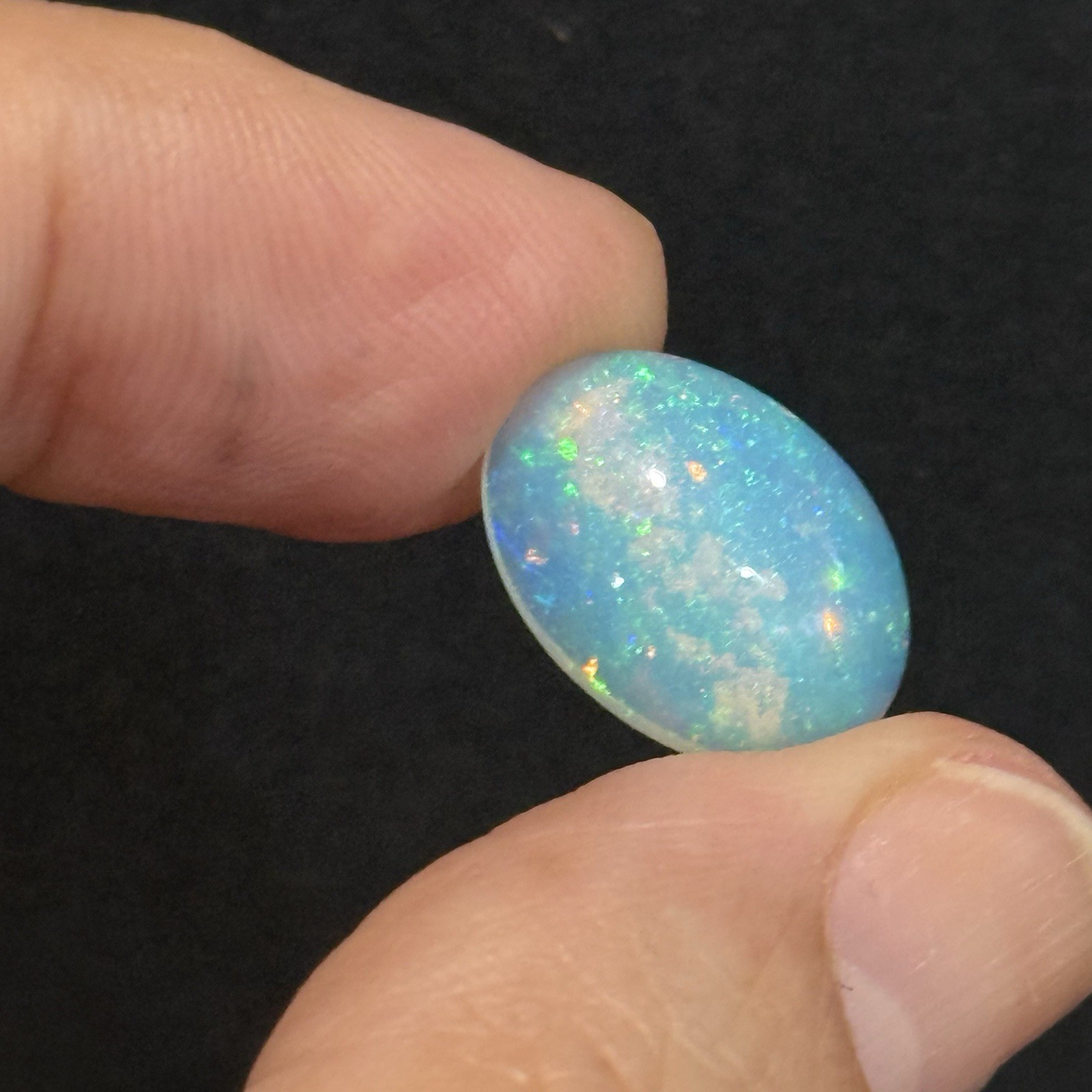 4.25ct 16×11.7x5mm Stardust Galaxy Pin Fire Ethiopian Welo Opal Oval Cabochon