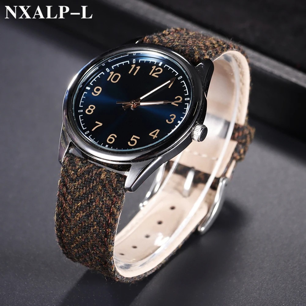 Genuine Leather Tweed Nylon Watch Strap 18mm 20mm 22mm Quick Release Band