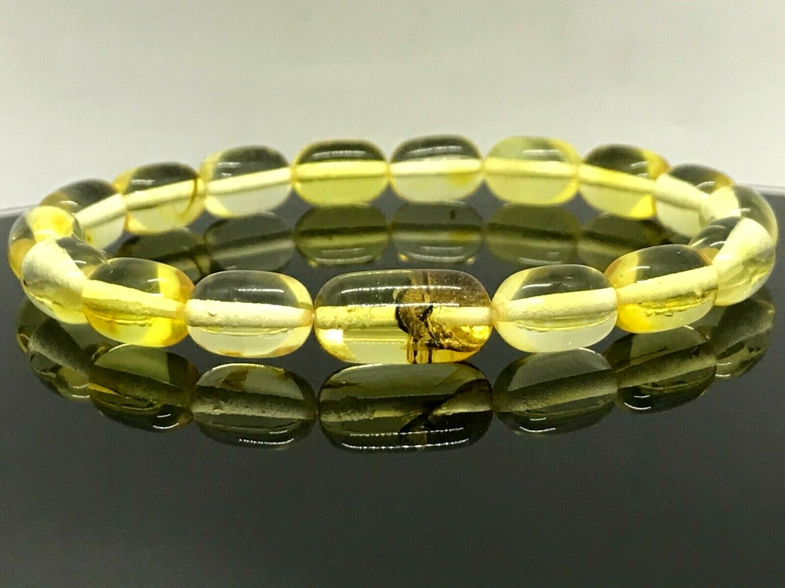 AMBER BRACELET Gift Insect Inclusion Barrel Beads Insects Baltic 6,7g 13533