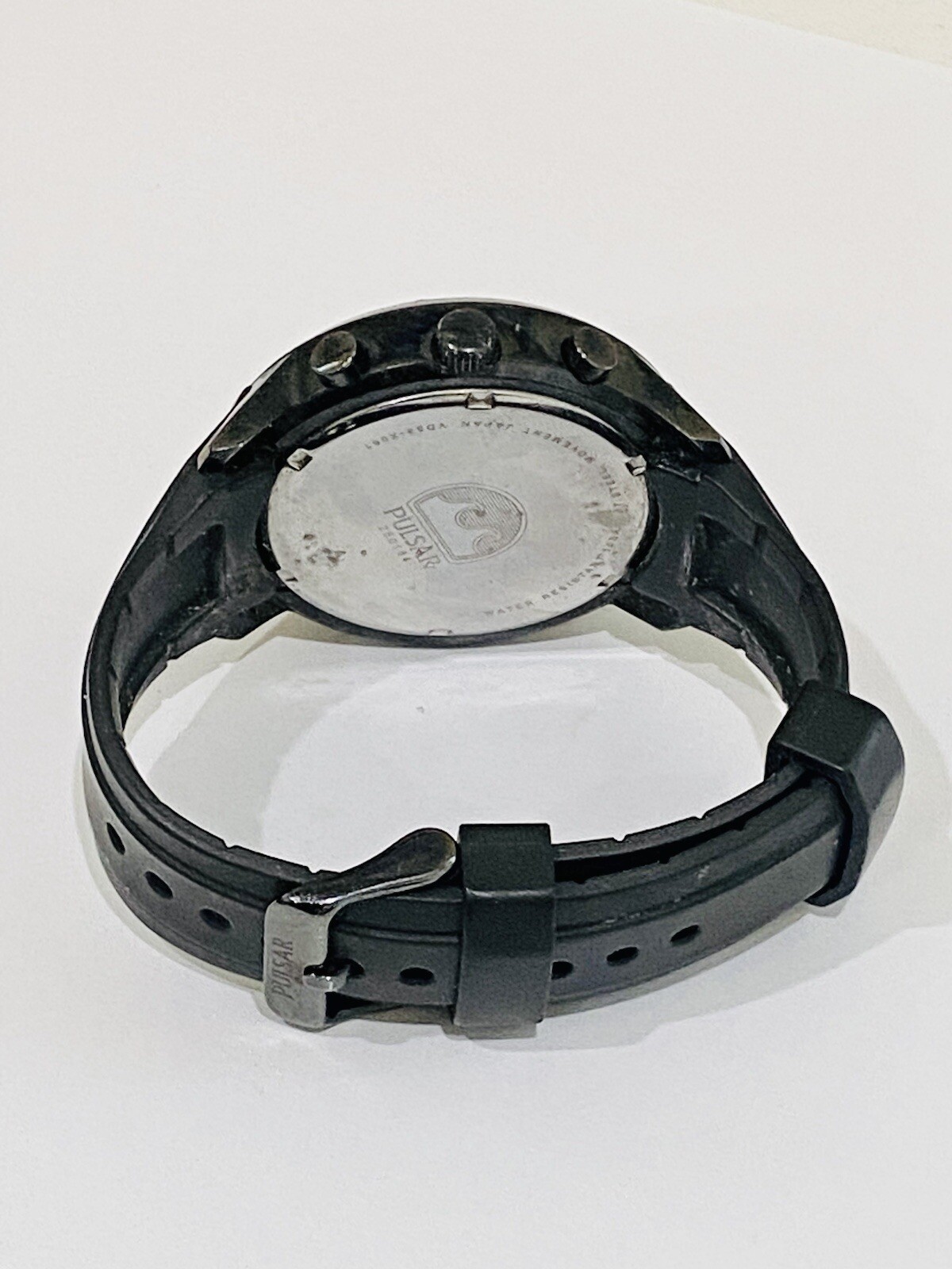 Pulsar Chronograph Watch Men 100m Black Dial Black Tone Date Round