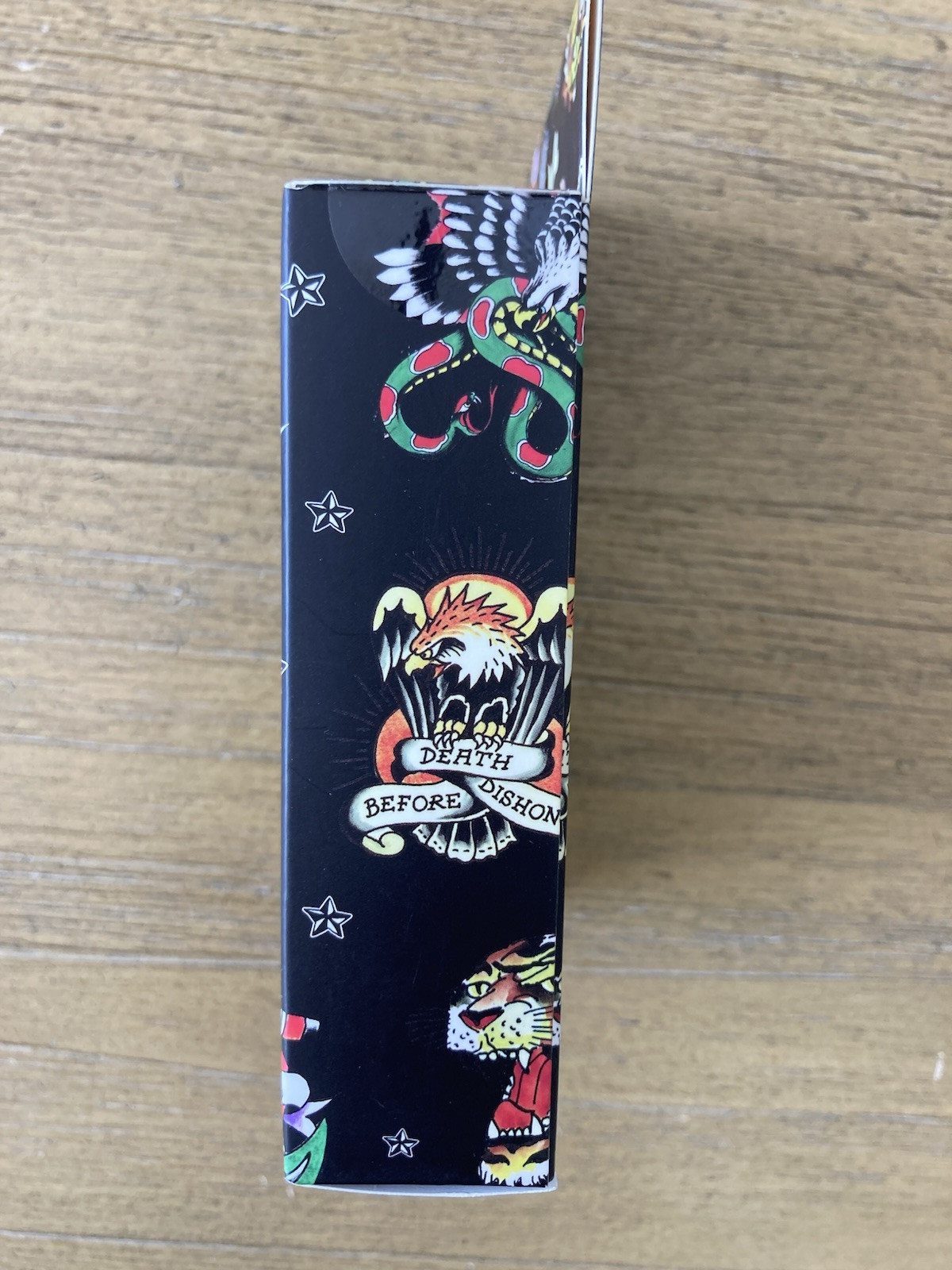 Ed Hardy Skull & Crossbones Stainless Steel Ring Size 11 Black and Gold Tone NIB