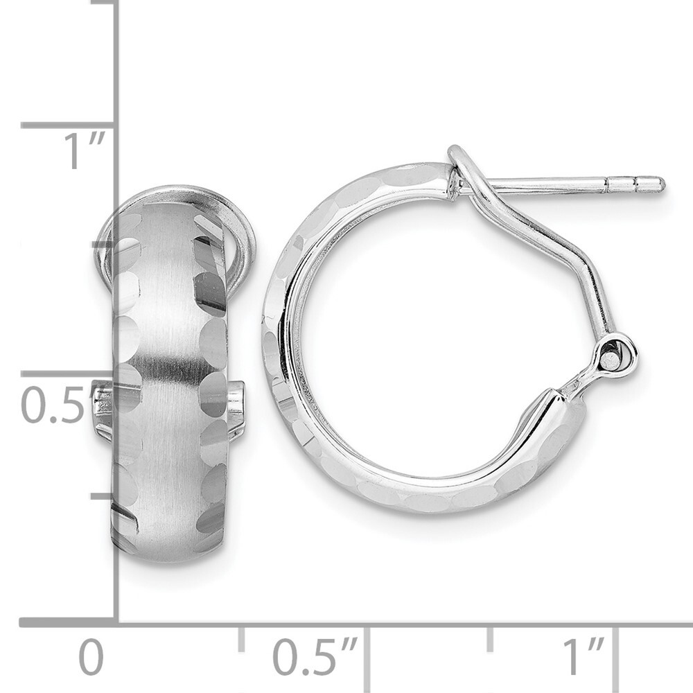 19.2mm Radiant Essence Sterling Silver Brushed Diamond-cut Omega Back Earrings