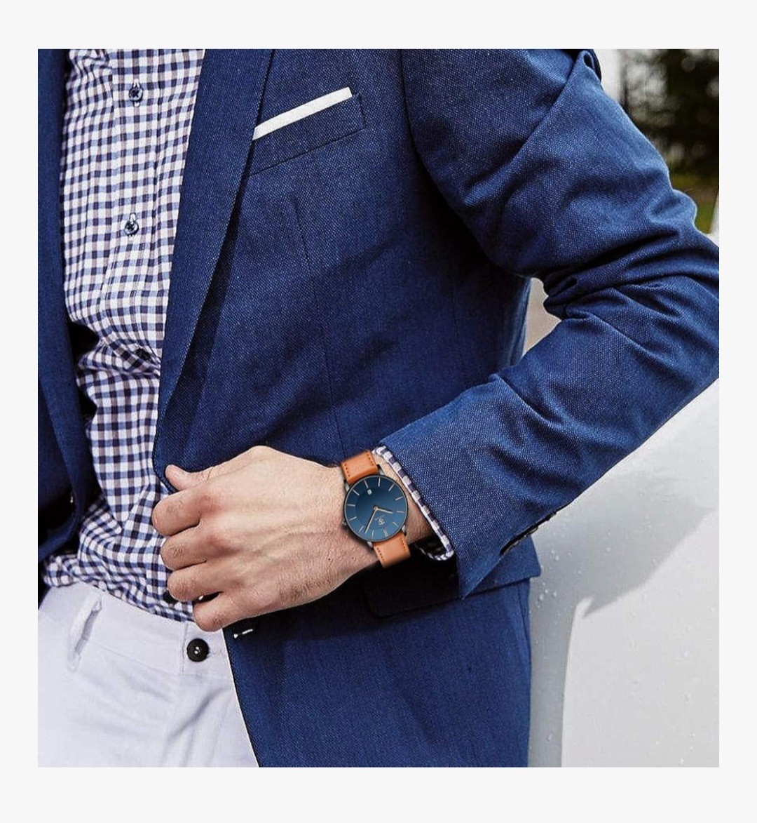 BEN NEVIS Slim Quartz Watch For Men With Leather Strap Waterproof Wristwatch
