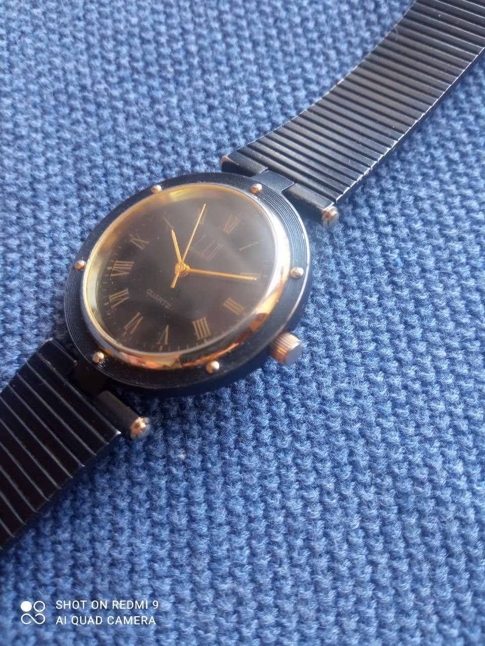 Rare Vintage Dunhill Watch Quartz Two Tone Gold & Black Dial Unisex 32 cm