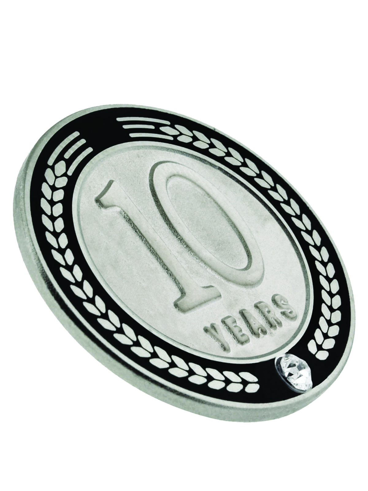 PinMart’s 10 Years of Service Award Employee Recognition Gift Lapel Pin – Black