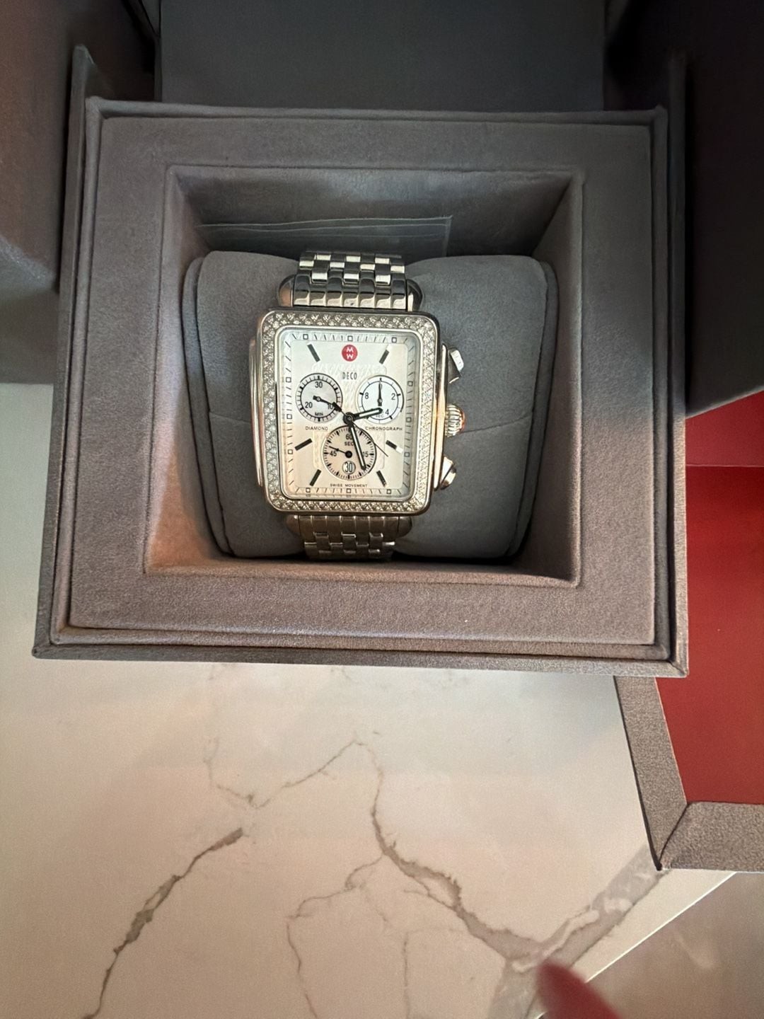 MICHELE Deco Diamond Chronograph Mother of Pearl Dial Women’s Watch