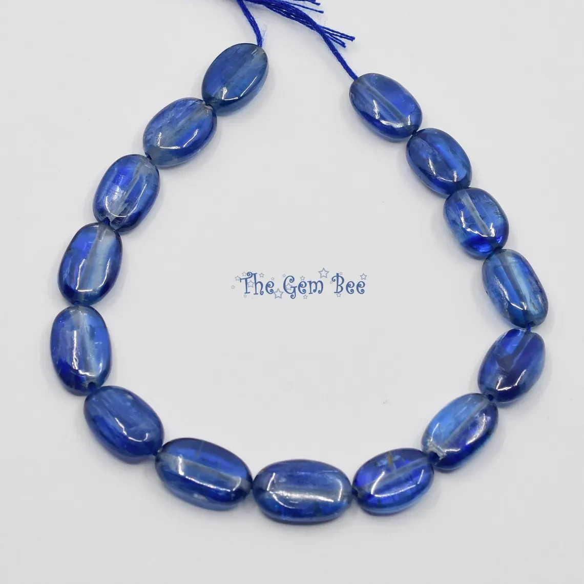 100% natural Kyanite Sapphire Blue Smooth Oval Nuggets Beads 6 inch strand