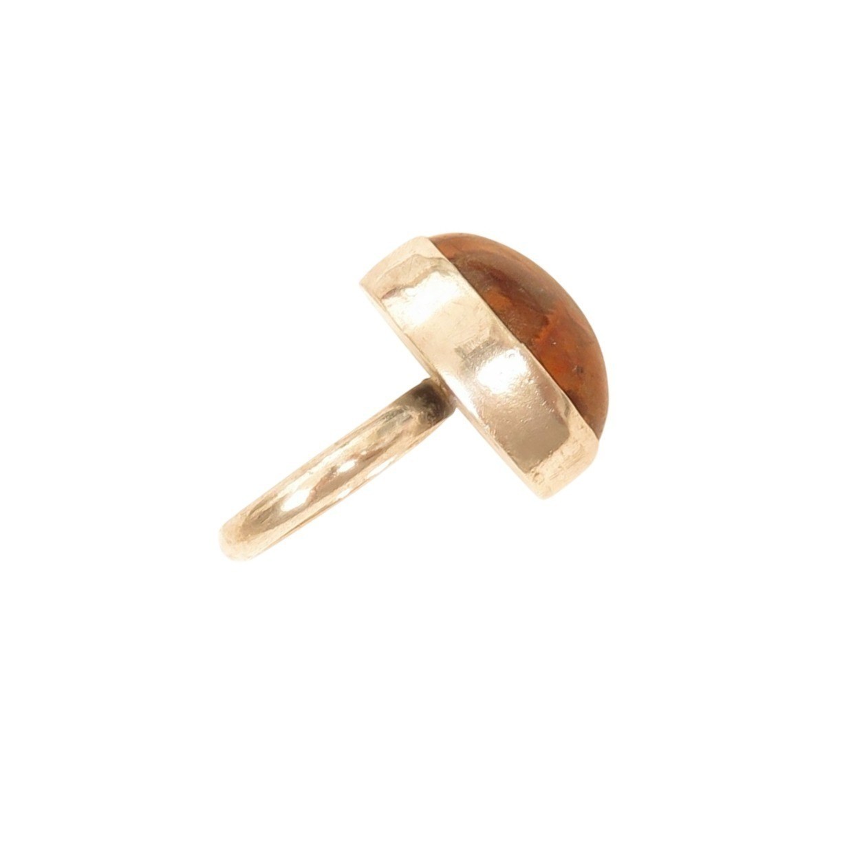 Vintage Orange Brown Jasper Modernist Oval Gemstone Sterling Silver Ring*Sz 6.5