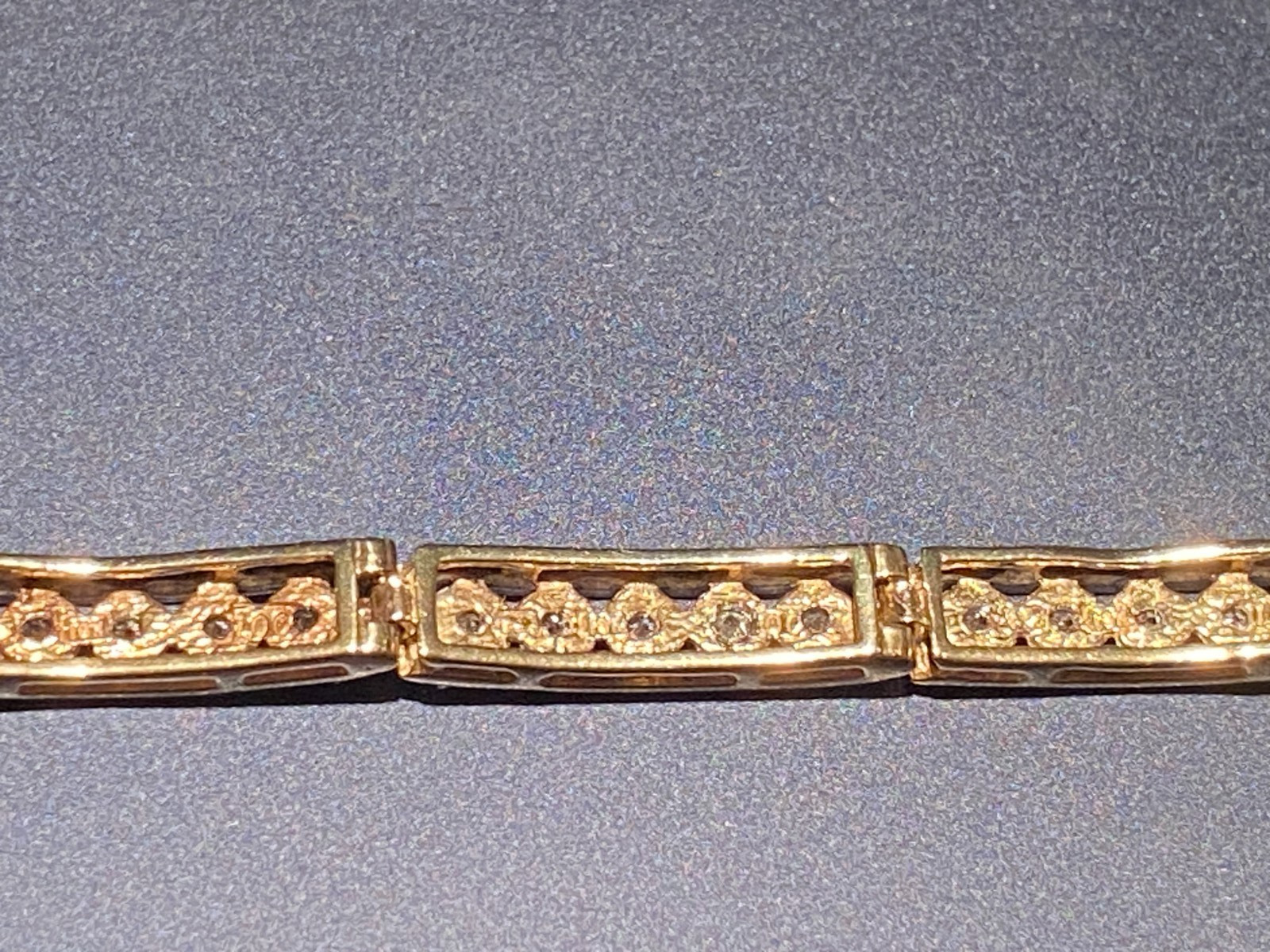 10k Yellow Gold & Diamond Station Link Bracelet Prong Set 4.5mm 7.5″ 8.45g