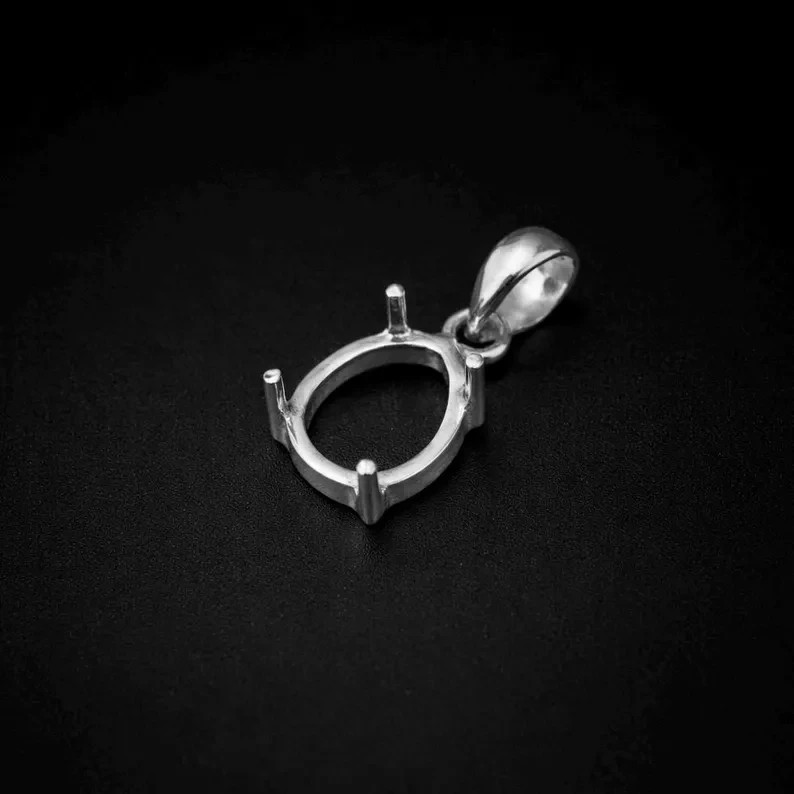 925 Sterling Silver 9x11mm Pear Semi Mount Pendant Setting Handmade Jewelry