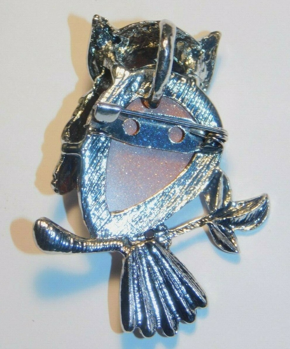 Owl Pendant Brooch Gold Sandstone Silver Wear as Pendant or Brooch