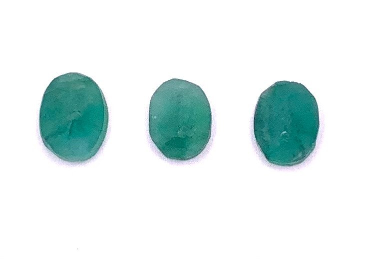 Natural Emerald Set of 3 – 6.35 Ct Green Rough Preform 6.90×8.80 mm Brazil N005