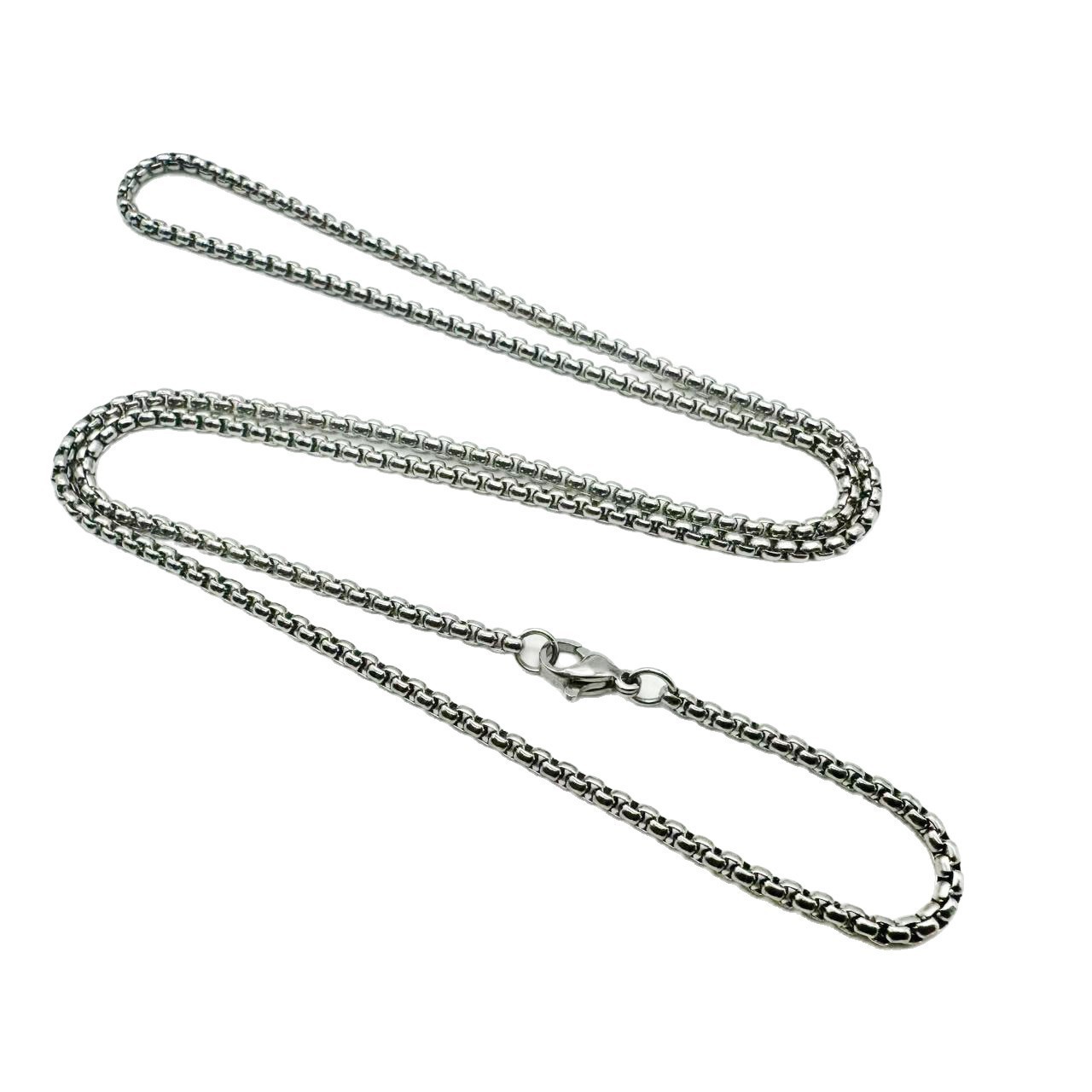Silver-plated Box Link Chain Necklace Lobster Clasp Naked Chain No Pendants