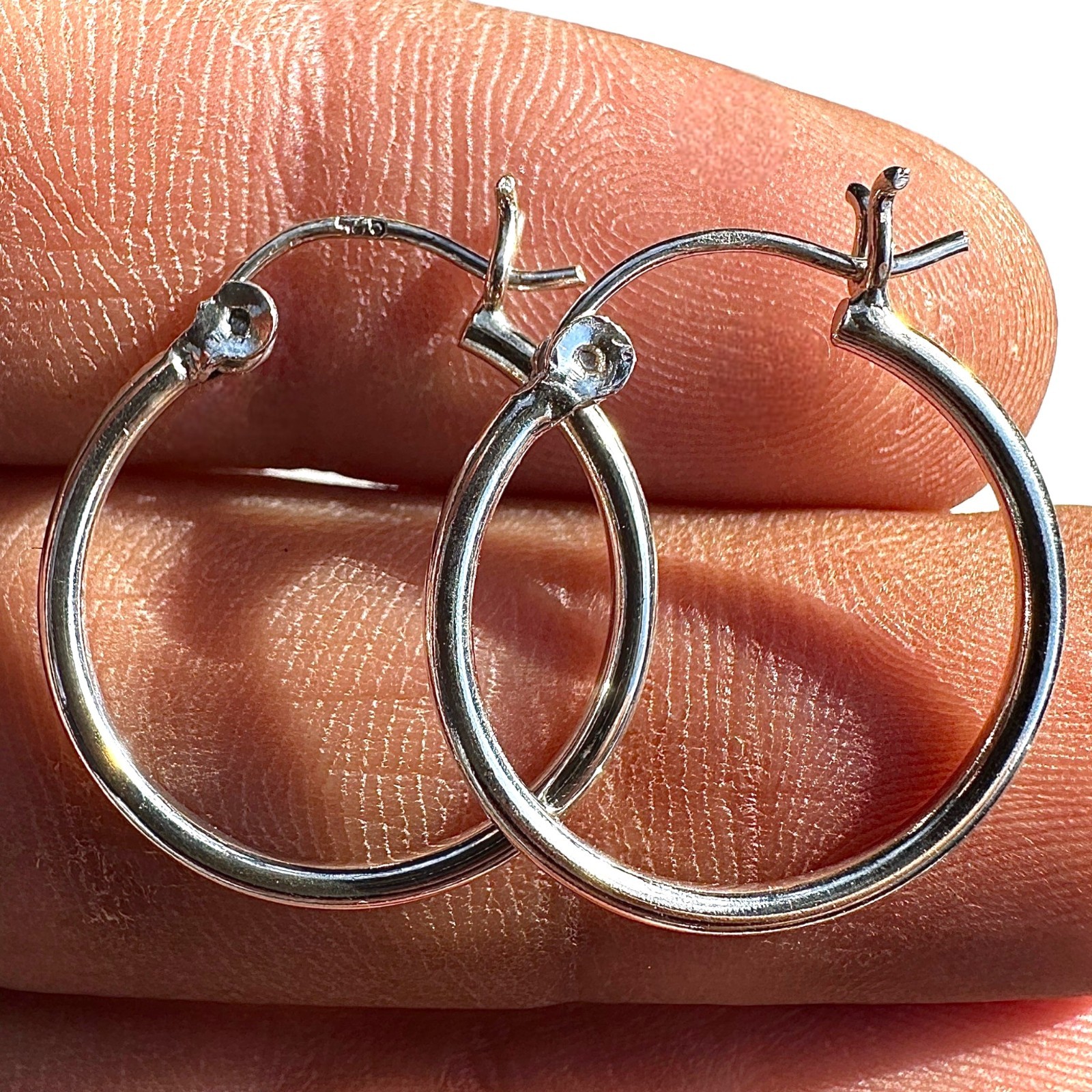 Sterling Silver Hoop Earrings 20mm Round Hoops Latch Back
