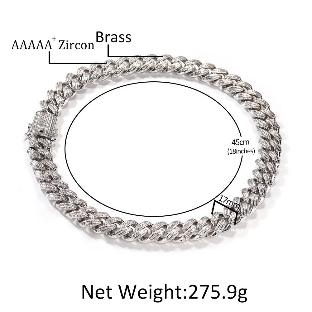 5AAA+ Baguette CZ Ice Out Hop Hip Miami Cuban Chain 14k Real Gold Plated 18MM