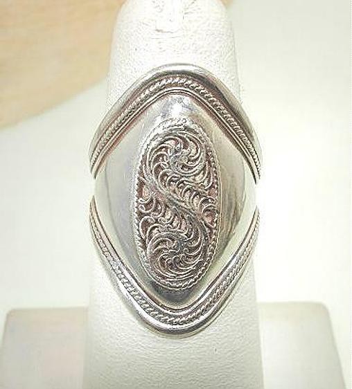 Genuine Hand Crafted Nepal Himalayan Tibetan Domed Sterling Silver Filagree Ring