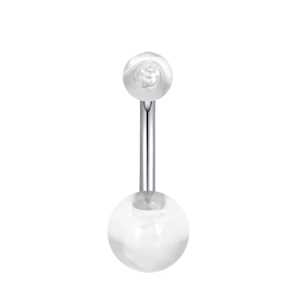 1PC 14G Surgical Steel Belly Button Ring Natural Stone Ball Navel Curved Barbell