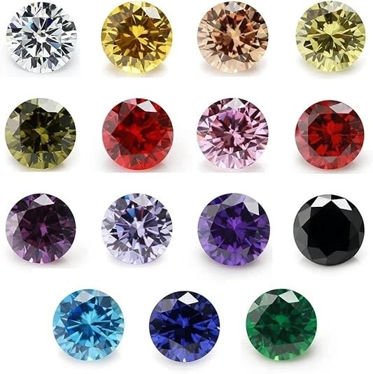 Round Cut 5A Cubic Zirconia Stone Mix Colors 15 Loose CZ Stones Synthetic Gems.