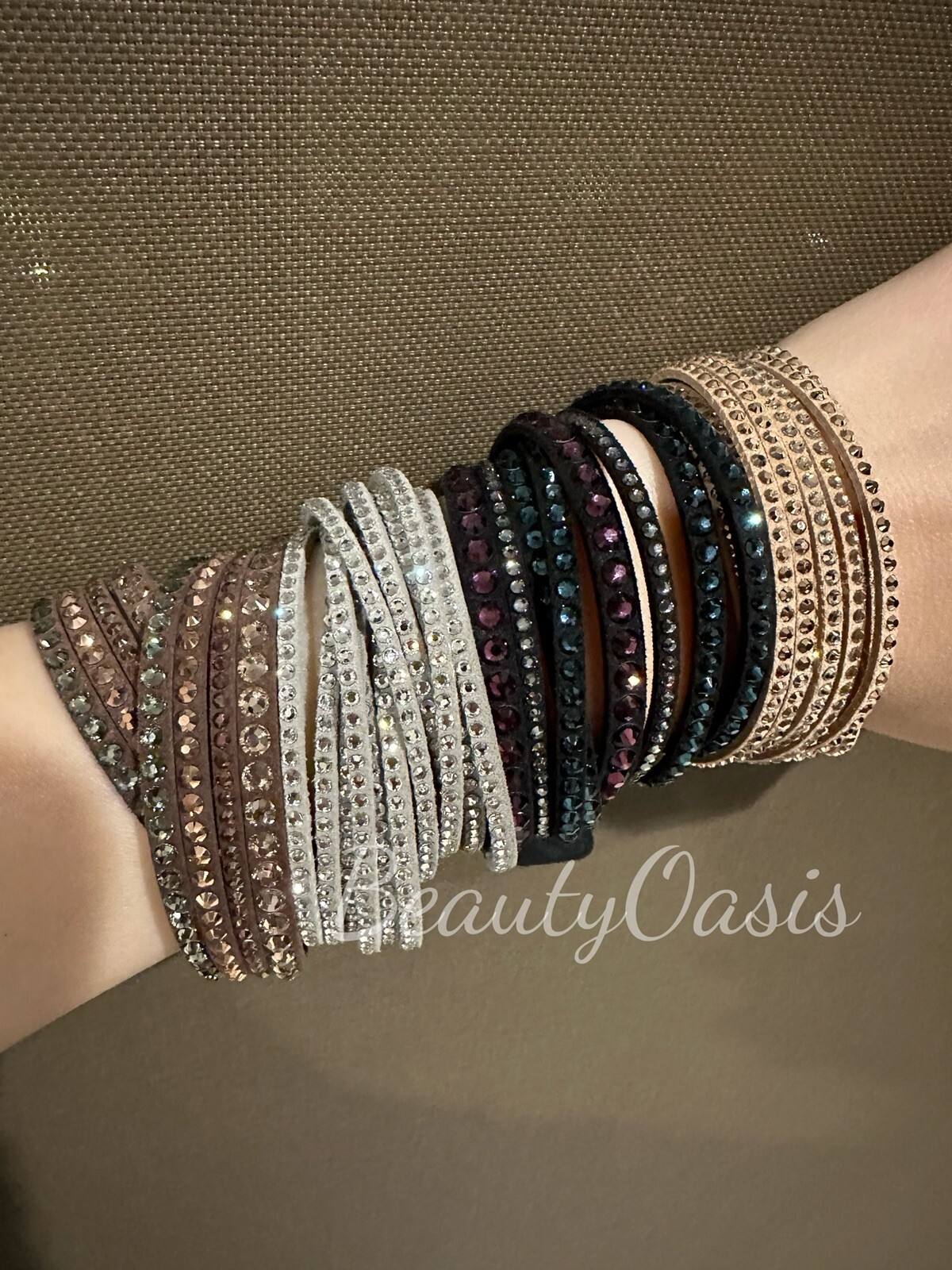 Swarovski Deluxe Slake Crystal Leather Wrap Bracelet, Choose Color (cc-104)