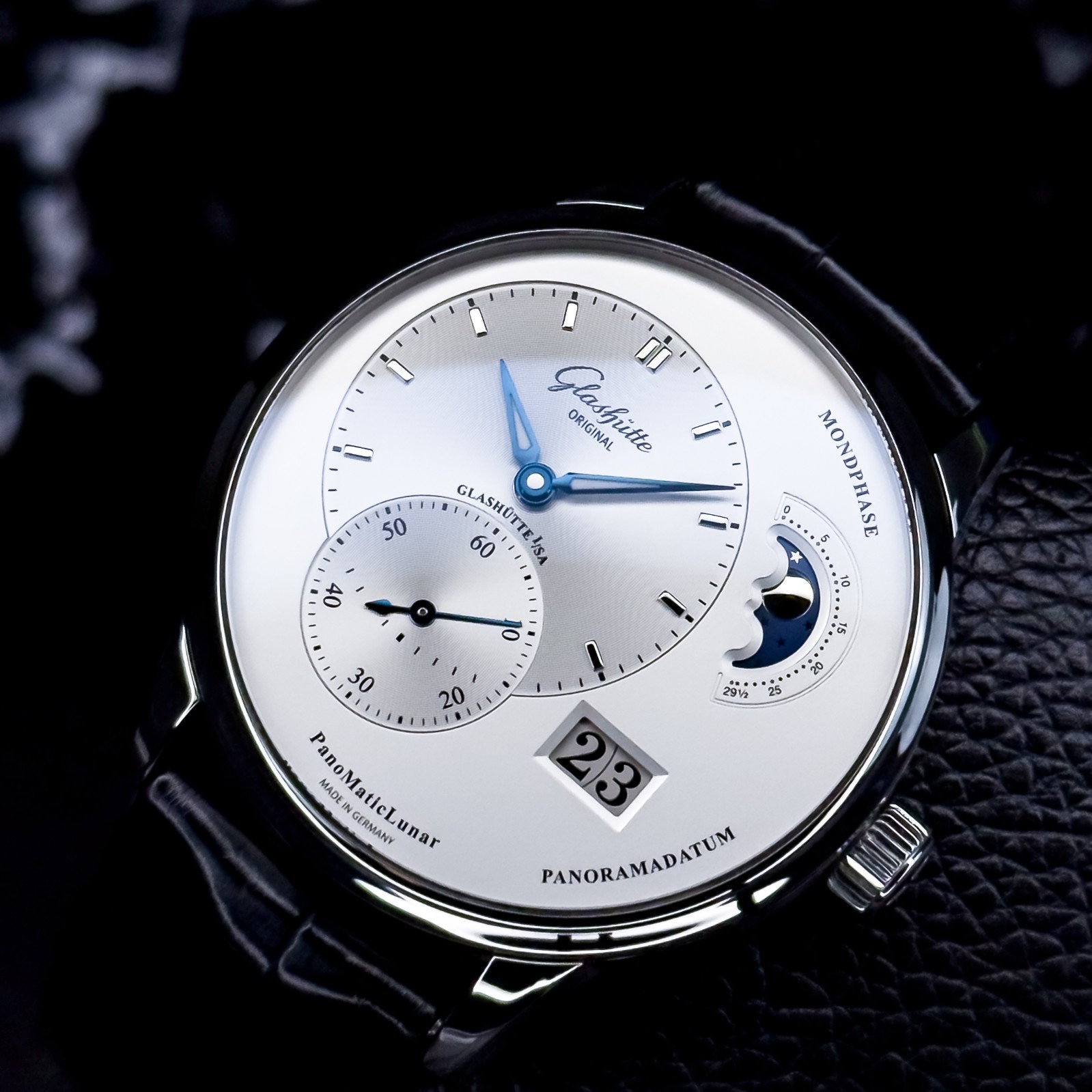 Glashütte Original PanoMaticLunar Moonphase Silver Dial 1-90-02-42-32-50 B & P