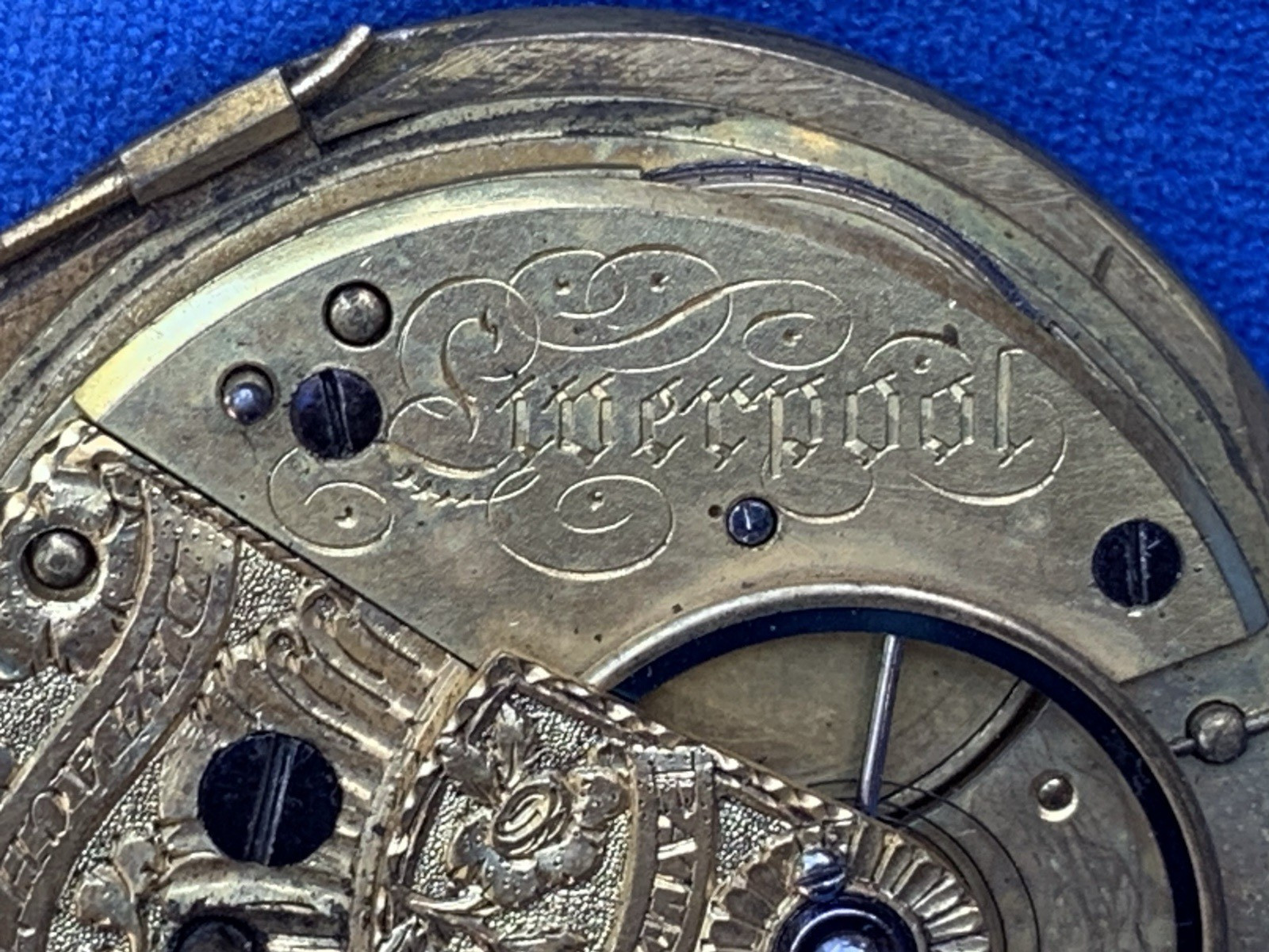 M.I. Tobias & Co Liverpool England Key Wind Fusee Pocket Watch Movement 44mm