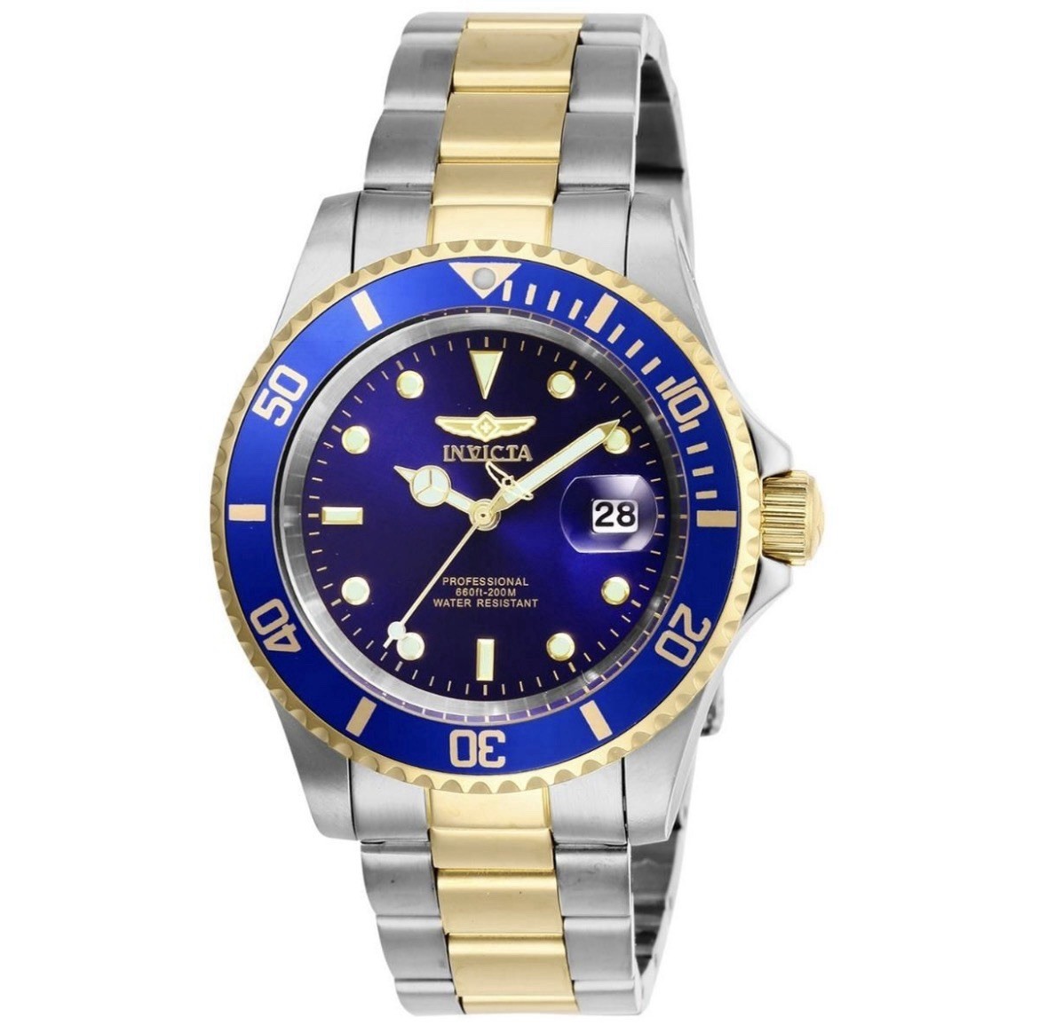 Invicta Men’s Pro Diver Quartz Watch – SS Two Tone Bracelet Blue Dial Date 26972