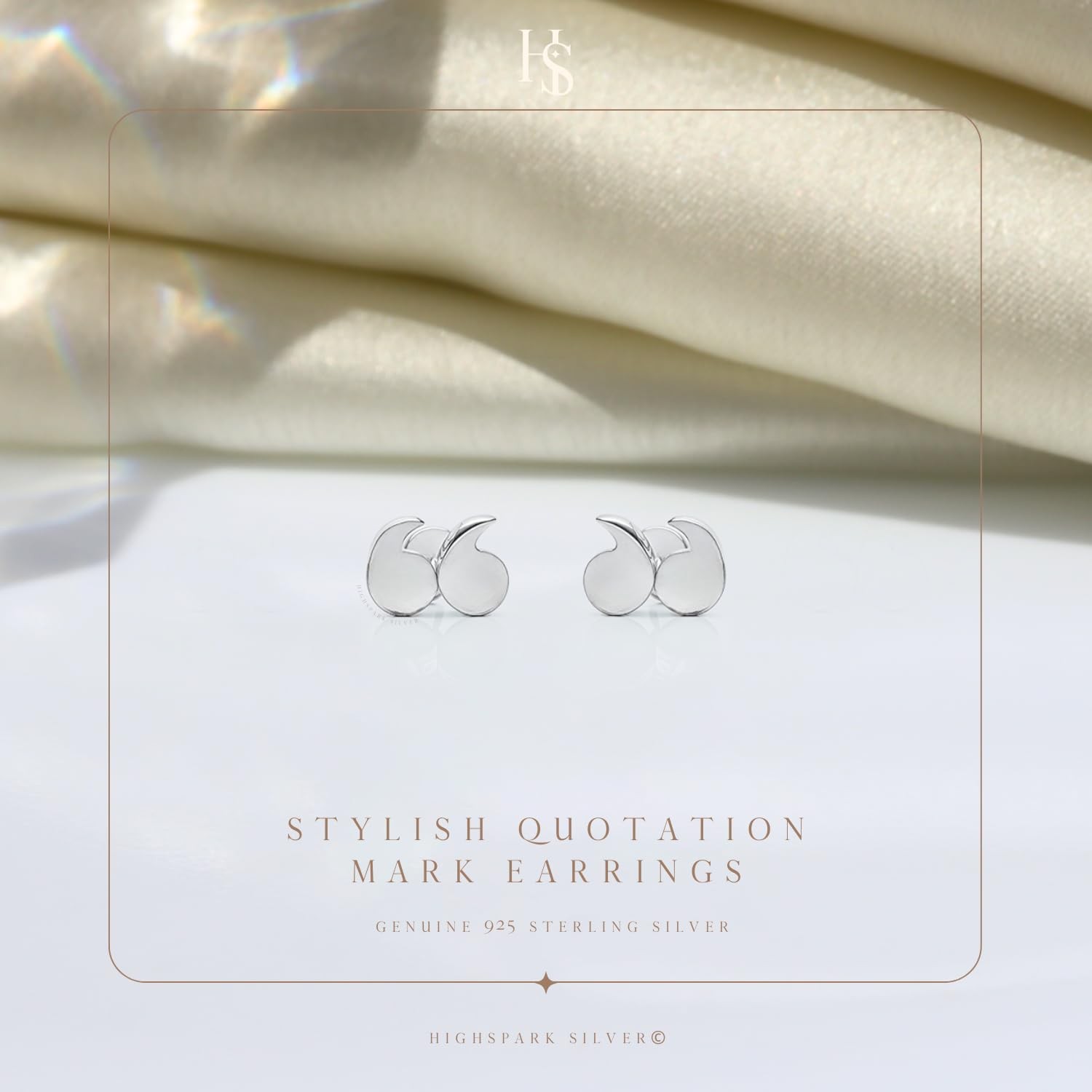 925 Silver Stylish Quotation Mark Earrings92.5 Sterling Silver & Hypoallergeni