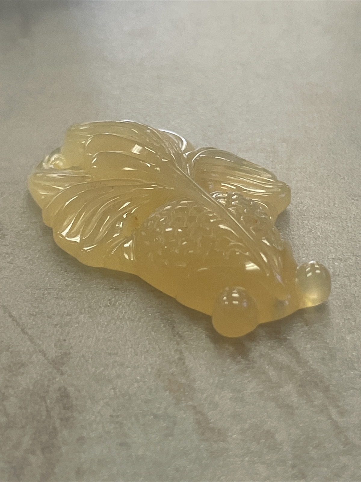 GIA Certified Pierced Carving Semi Transparent Orange Yellow Chalcedony Fish